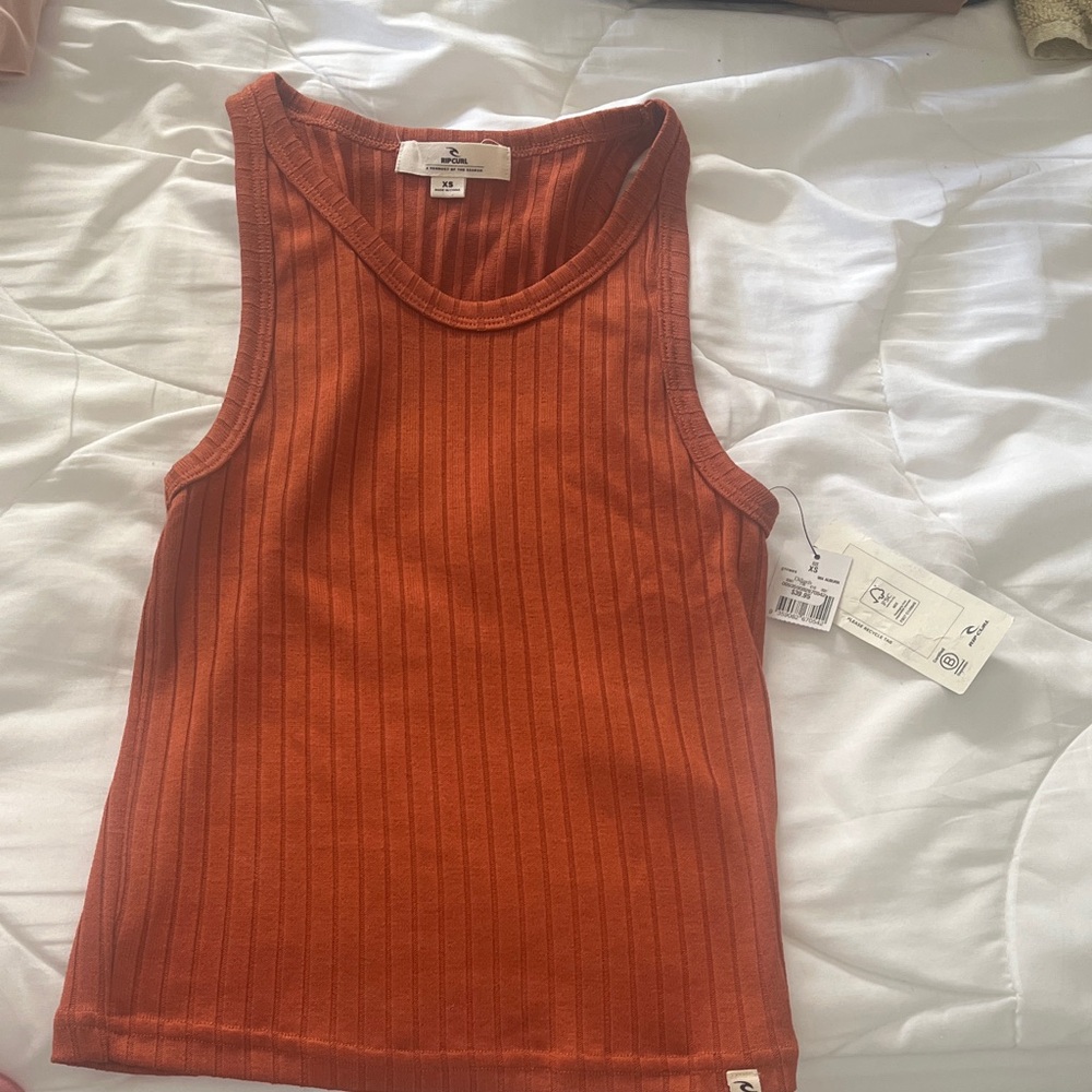 Rip Curl XS Orange Ribbed Tank Top NWT